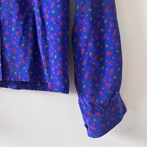 Liz Claiborne | Paisley Silk Long-Sleeve Button-Down Blouse - Picture 3 of 3